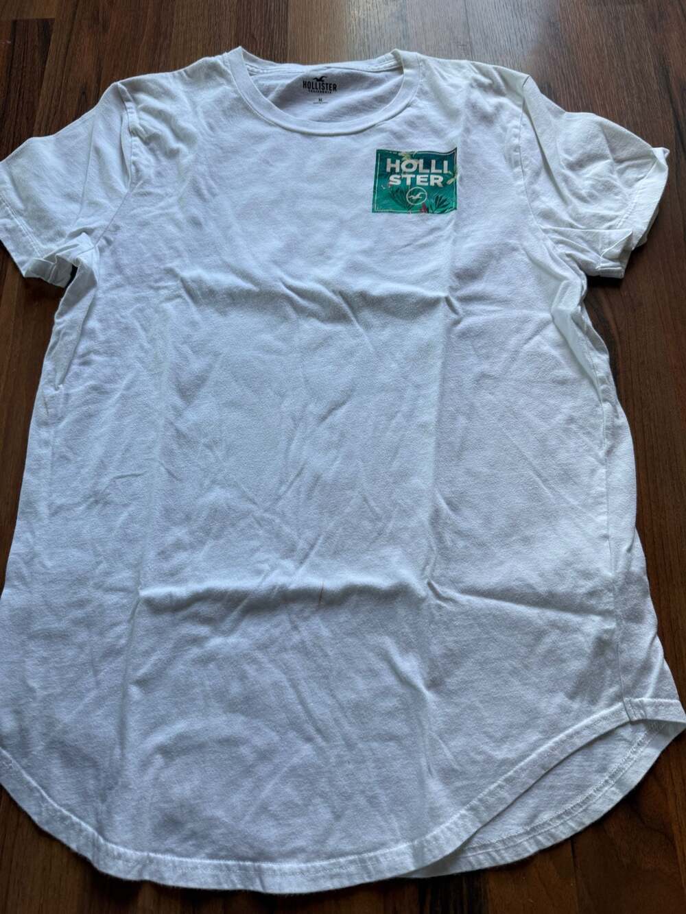 Hollister Tropical Graphic Box Logo White T-Shirt Size M